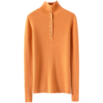 稳稳的时髦感！金扣高领弹力修身羊绒衫女纯羊绒毛衣针织打底衫冬