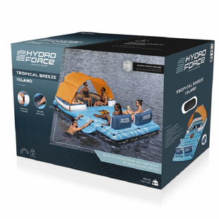 Bestway巨型超大充气浮岛带遮阳棚坐骑大人浮排成人泳圈水上浮床