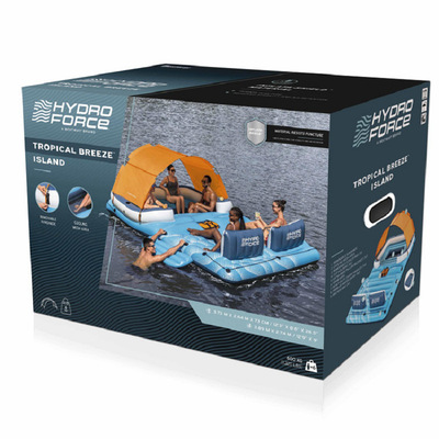 Bestway巨型超大充气浮岛带遮阳棚坐骑大人浮排成人泳圈水上浮床