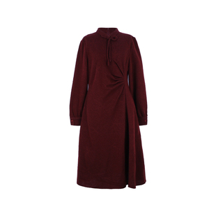 素芭新中式立体捏褶连衣裙女冬季结绳盘扣设计时尚百搭长裙SF0761