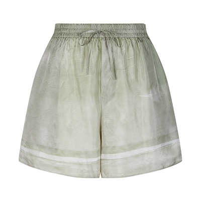 LESS扎染印花桑蚕丝直筒短裤