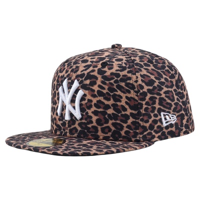 韩国代购NEWERA纽亦华5950平沿全封闭棒球帽豹纹白NY标纽约扬基