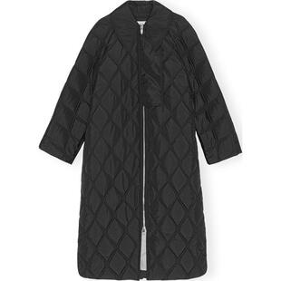 GANNI女装翻领长款绗缝大衣棉服外套 F7327099