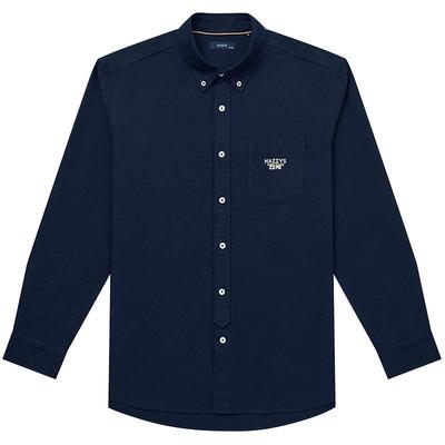 【秋季甄选】Hazzys哈吉斯男士衬衣休闲宽松纯棉长袖牛津纺衬衫潮