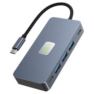 可芝（KERZY）Type-C扩展坞高效7合1分线器USB转换器4K30Hz投屏TYPE-C+usb3.0*3+HDMI*2+PD100W+usb-c数据