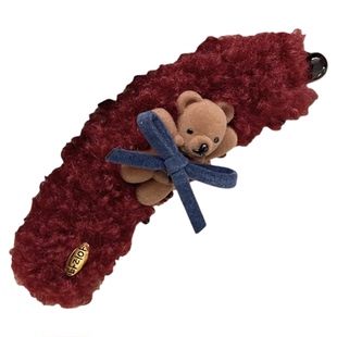 韩系可爱小熊ins风香蕉夹竖夹高马尾发夹女高级感温柔后脑勺抓夹