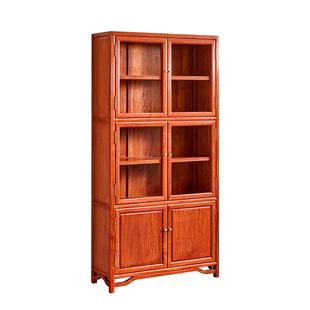 花梨木书柜组合全实木带玻璃门新中式柜子家用展示柜刺猬紫檀书橱
