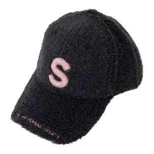25新款秋冬 S字母羊毛保暖棒球帽韩国代购英文护耳女鸭舌帽百搭帽