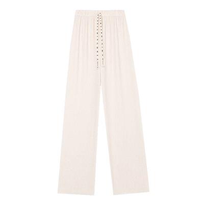 泡芙冰丝阔腿裤垂坠感拖地长裤