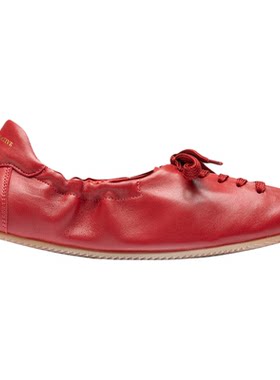 OFFICINE CREATIVE系带抽褶皮革芭蕾风平底单鞋 Ballet 101
