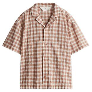 HM童装儿童男童衬衫夏季棉混纺古巴领格子衫1289768