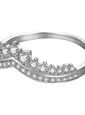 莫桑石双排心形皇冠戒指