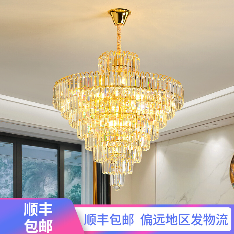 欧式客厅吊灯水晶家用餐厅饭厅门厅入户灯现代楼梯复式楼大厅吊灯