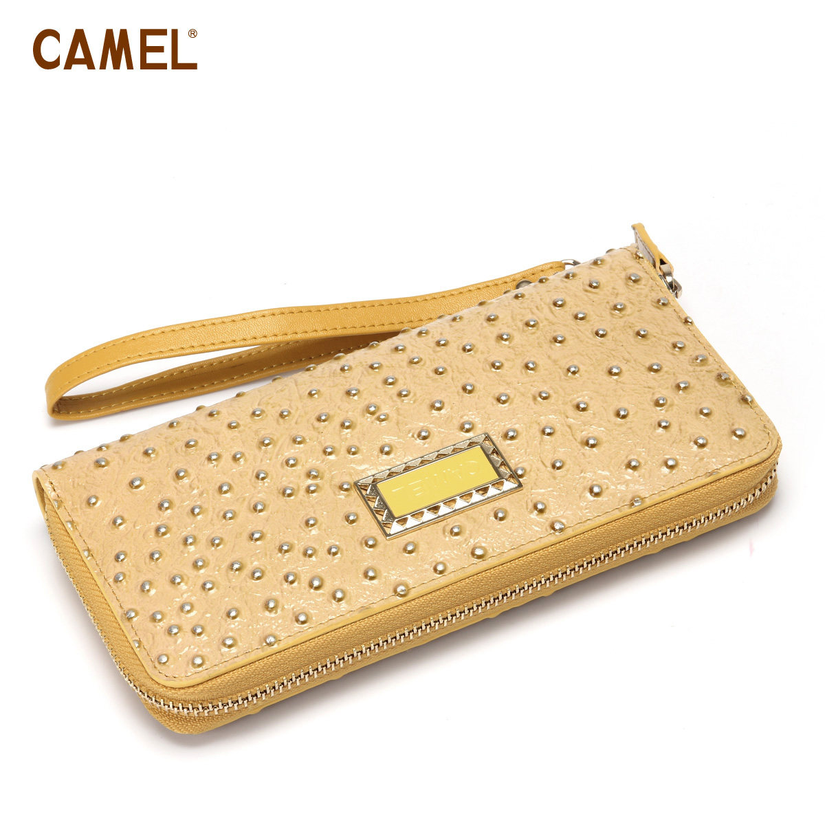 【非卖品】camel骆驼 金属驼鸟纹 女士手拿包 淑女手抓包 钱包