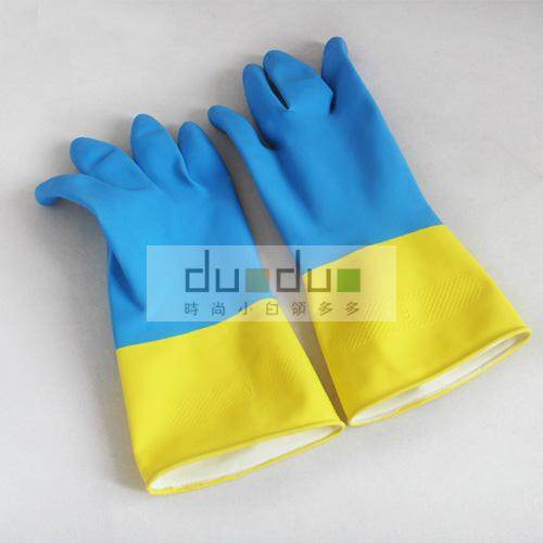 常规加厚乳胶卫生厨房清洁刷碗洗碗洗衣橡胶双色家务手套