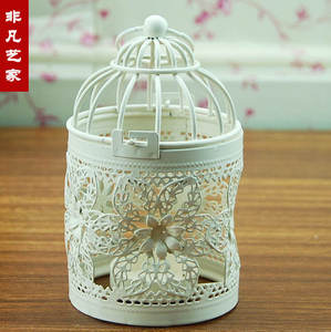 乡村田园家居风灯 可悬挂欧式铁艺镂空烛台 三款可选杯状蜡烛