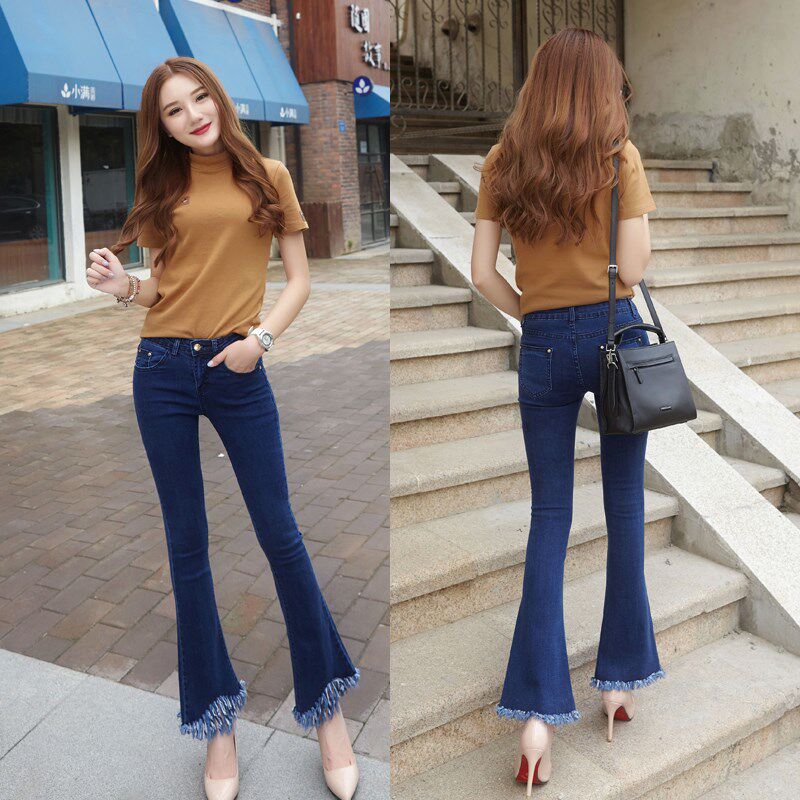 cowboy black Flash trousers spring and autumn The waist Weila Nine points Straight Fluffy A pair of trousersin the Women's clothing/Boutique , Jeans  category - from Buy2taobao.com to provide professional Taobao agent buy service