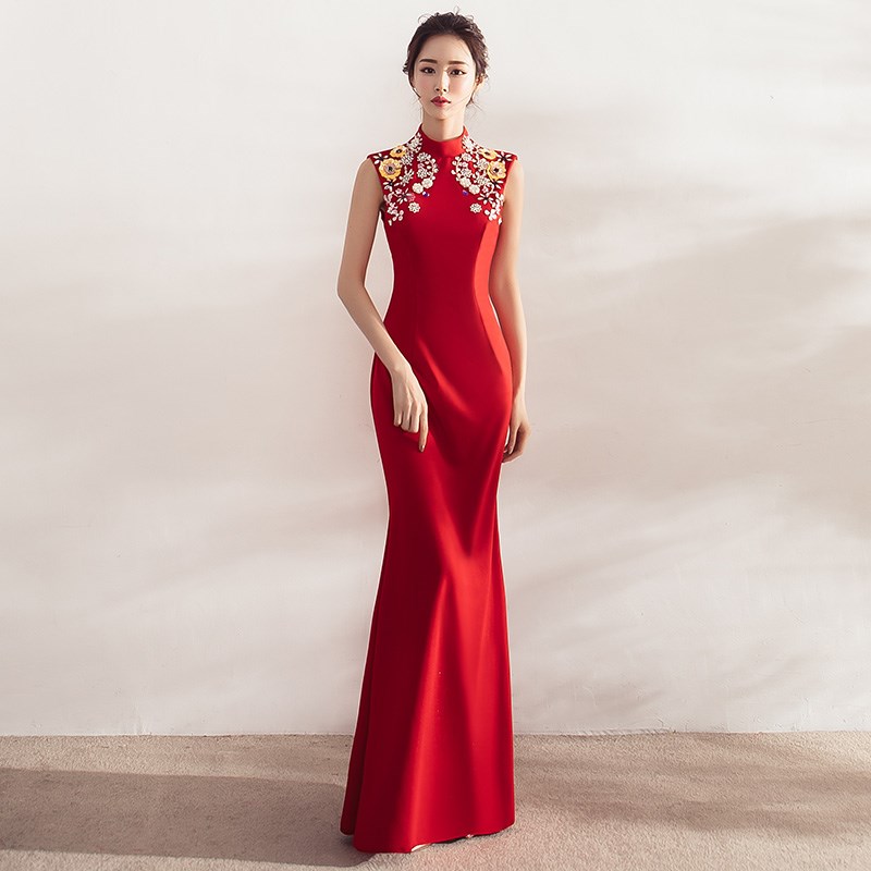 敬酒服新娘2017新款结婚礼服长款鱼尾显瘦宴会晚礼服旗袍连衣裙秋在类目 女装/女士精品, 婚纱/旗袍/礼服, 礼服/晚装中 - 来自Buy2taobao.com提供专业的淘宝代购服务