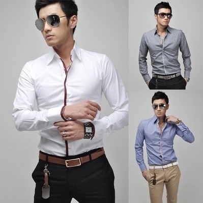 man shirt men long sleeve shirts dress男士韩版长袖衬衫四季