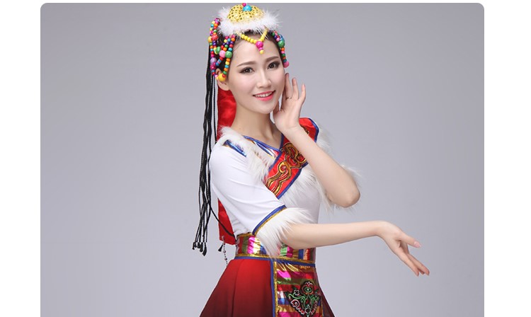 新款女装藏族舞蹈服装演出服装民族舞蹈表演服水袖西藏雪莲花藏族