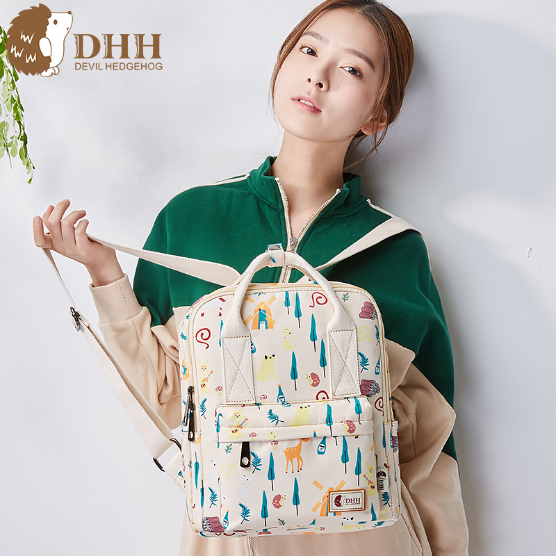 DHHÈÕº«¼òÔ¼¸Û·çÇåÐÂÓ¡»¨Å£½ò·«²¼±³°üË«¼ç°üŮѧÉúÊé°ü°Ù´îÅ®°ü