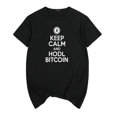Keep Calm and Hodl Bitcoin 保持冷静吼住有意思男女短袖T恤