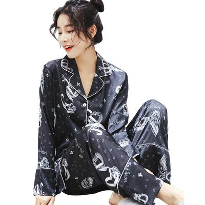 韩版丝绸长袖大码休闲性感家居服