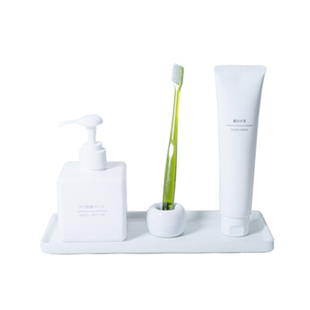 日式陶瓷洗漱白瓷托盘长方形浴室卫生间收纳牙刷置物架牙刷架包邮