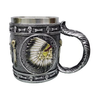 出口 Skull Coffee Mug 外贸3D骷髅头咖啡杯 不锈钢骷髅咖啡杯