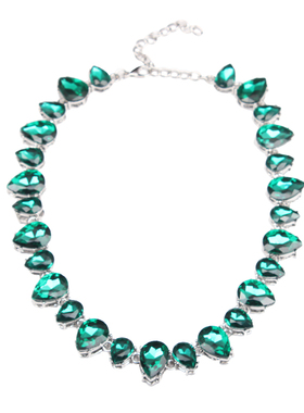 欧美时尚绿色水滴宝石项链搭配