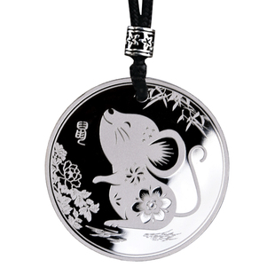 白银颂纯足银999十二生肖鼠牛虎兔龙蛇马羊猴鸡狗猪吊坠牌饰项链