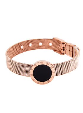 18k欧美风钛钢圆牌玫瑰金手环