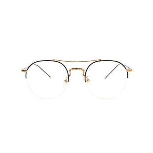 KB新款GD权志龙吴世勋同款半框素颜眼镜金边半圆框金丝眼镜原宿女