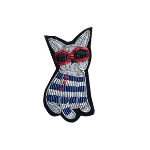 法国设计斗牛犬小号布贴动物胸针男女通用配饰专业印度丝手工服装