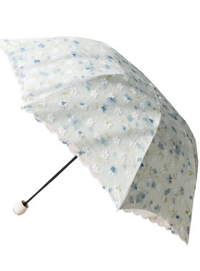 双层防晒蕾丝晴雨两用黑胶太阳伞