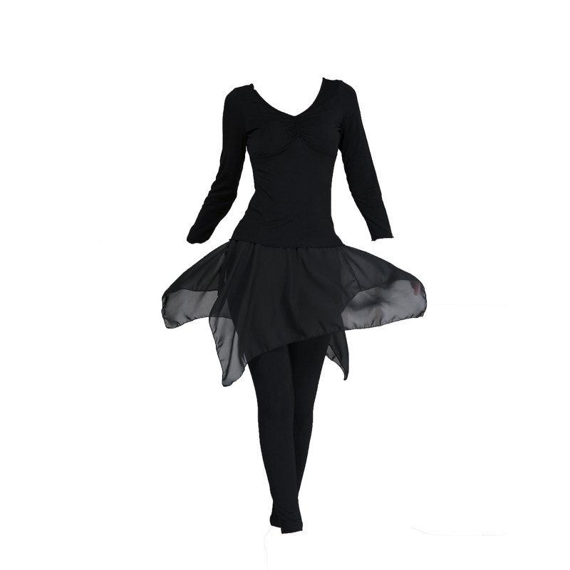 舞蹈练功服女瑜伽服古典芭蕾舞形体服装拉丁舞现代舞七分裙裤套装