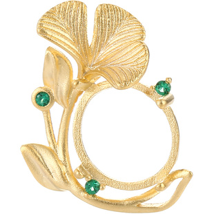 S925纯银复古吊坠空托女银杏叶古法银沙金圆形项坠吊坠空托8-10mm