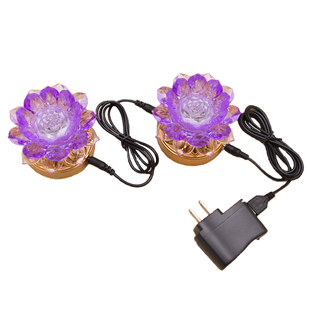 电池电源两用 LED七彩变色莲花灯七星彩灯佛前供灯家用长明灯一对