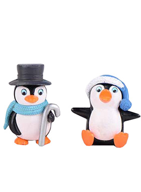 冬装企鹅盆栽摄影可爱风卡通动物