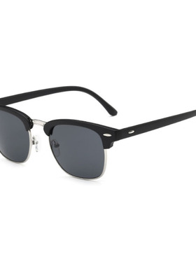 墨镜男士潮人2024新款明星个性复古近视眼睛网红半框太阳眼镜长脸