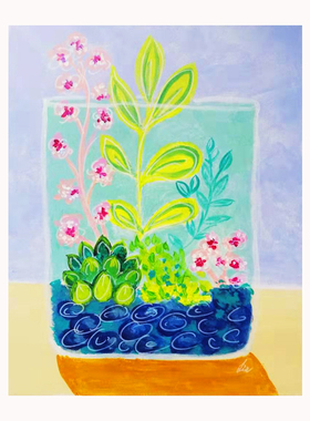 liz手绘油画ins鲜花卉沙发背景墙