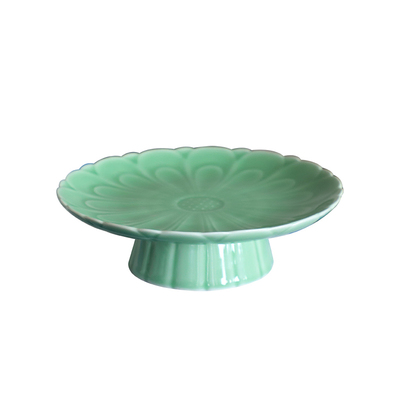 陶瓷大号水果盘青瓷莲花摆件