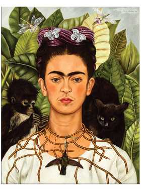 自画像 Frida Kahlo弗里达小众艺术装饰画阁楼美术馆卧室客厅民宿