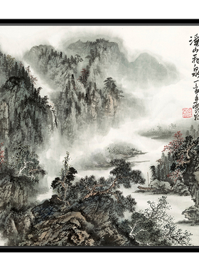 新中式风玄关书房方形客厅装饰画