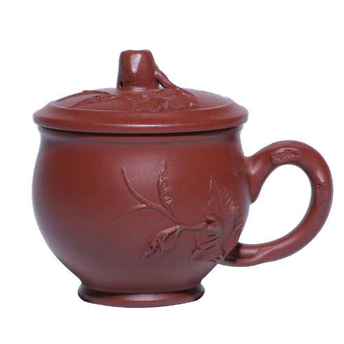 宜兴紫砂杯小泡茶杯办公杯大红袍全纯手工带盖主人杯功夫茶具盖杯