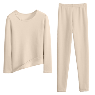 保暖衣女一套加厚加绒纯棉学生低领打底内衣冬季紧身美体秋衣秋裤