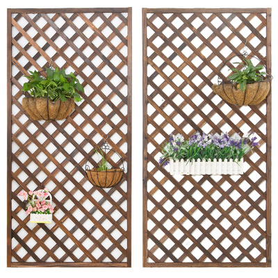 木栅栏网格网片阳台护栏碳化木质