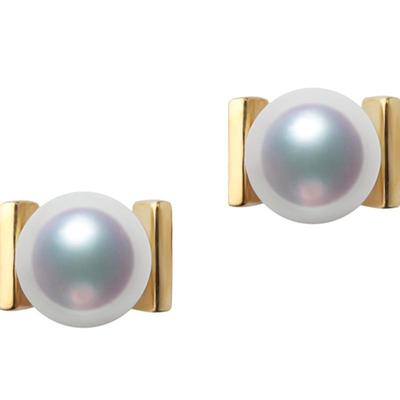 珠宝日本天然耳钉正圆18K黄金