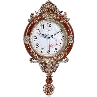 康巴丝20英寸欧式复古摇摆玻璃挂钟客厅扫秒机芯老式摆钟静音钟表