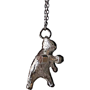 造物星球一一哑铃健身项链男举铁的爬爬熊吊坠纯银情侣北极熊项链